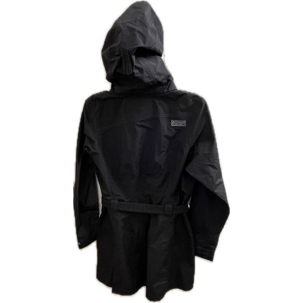 Outdoor Research Jacket Womens Small Black Gray  Envy Long Rain Coat Hooded